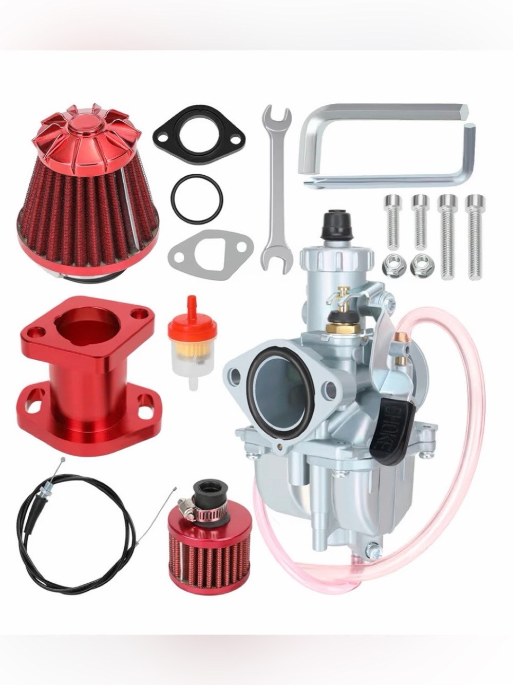 Universal Carburetor Kit with Red Air Filters